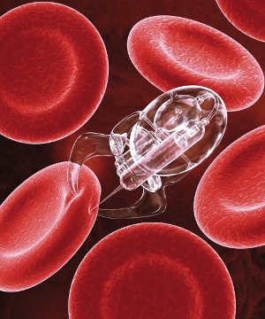 Nanorobot piquant une globule rouge
