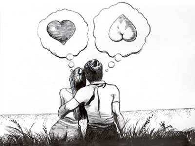 Une femme pense à un cœur, un homme pense à une paire de fesses